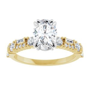 14K Yellow/White Gold 8 x 6 mm Oval 3/8 CTW Diamond Accented Engagement Ring. 126927:157:P