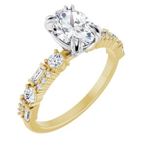 14K Yellow/White Gold 8 x 6 mm Oval 3/8 CTW Diamond Accented Engagement Ring. 126927:157:P