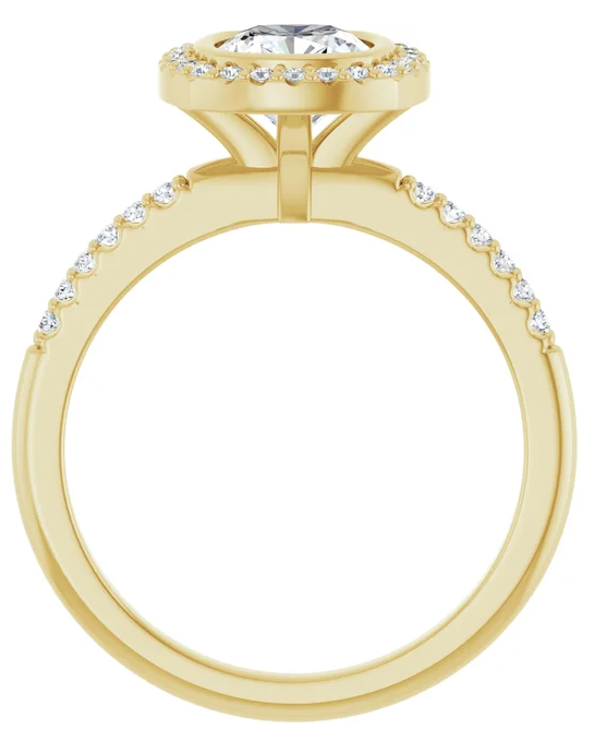 14K Halo Yellow Gold 6 mm Cushion Engagement Ring