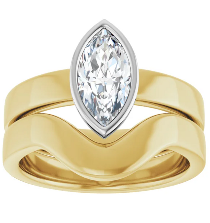 14K Yellow/White Gold Bezel-Set 10x5 mm Marquise Solitaire Engagement Ring. 126651:1043:P