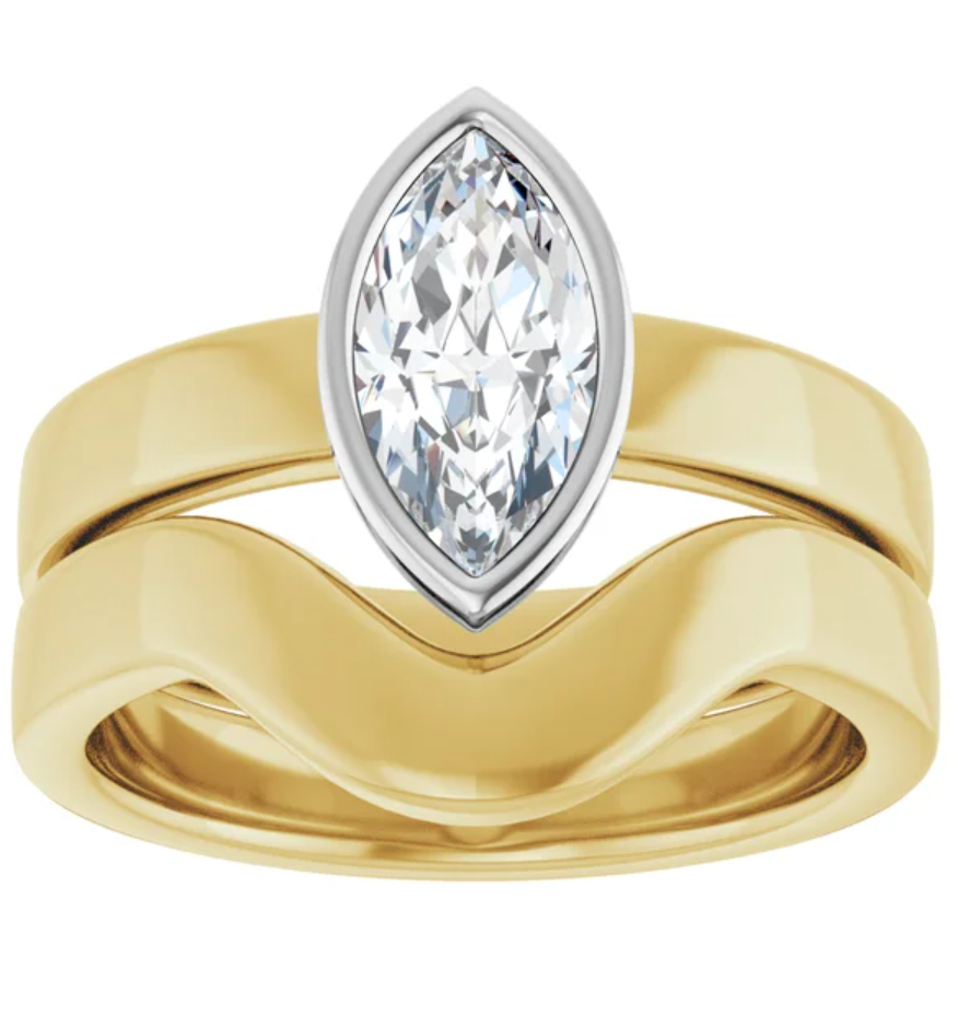 14K Yellow Gold Band for 10x5 mm Marquise Ring 57973:358:P