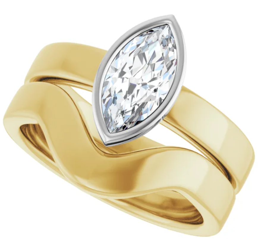 14K Yellow Gold Band for 10x5 mm Marquise Ring 57973:358:P