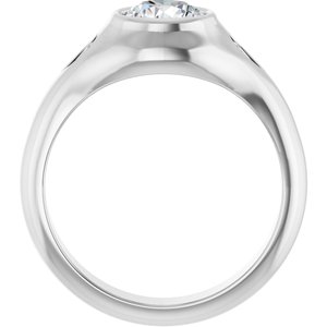 14K White Gold 6.5 mm Round 1/5 CTW Diamond Bezel-Set Three-Stone Engagement Ring. 126781:175:P