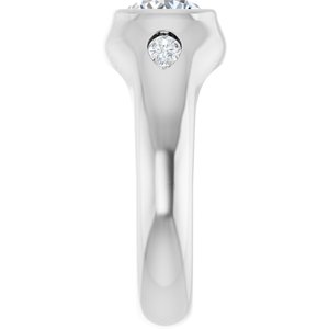 14K White Gold 6.5 mm Round 1/5 CTW Diamond Bezel-Set Three-Stone Engagement Ring. 126781:175:P