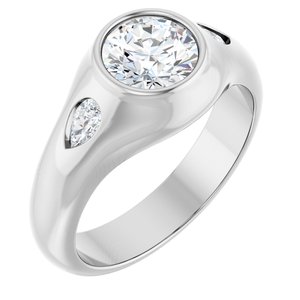 14K White Gold 6.5 mm Round 1/5 CTW Diamond Bezel-Set Three-Stone Engagement Ring. 126781:175:P