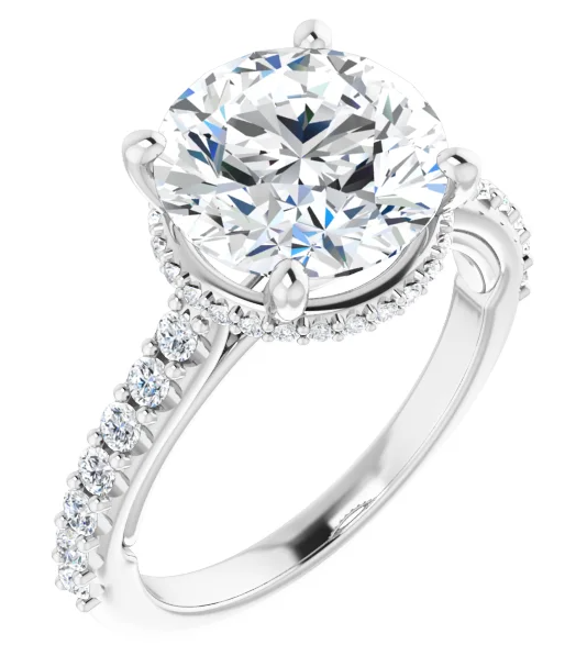 14K White Gold 6.5 mm Round 3/8 CTW Diamond Hidden Halo-Style Accented Engagement Ring. 126669:2459:P