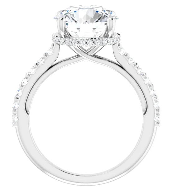 14K White Gold 6.5 mm Round 3/8 CTW Diamond Hidden Halo-Style Accented Engagement Ring. 126669:2459:P