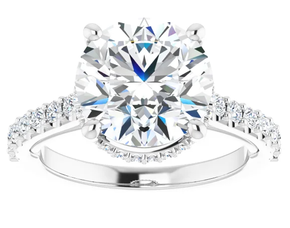 14K White Gold 6.5 mm Round 3/8 CTW Diamond Hidden Halo-Style Accented Engagement Ring. 126669:2459:P
