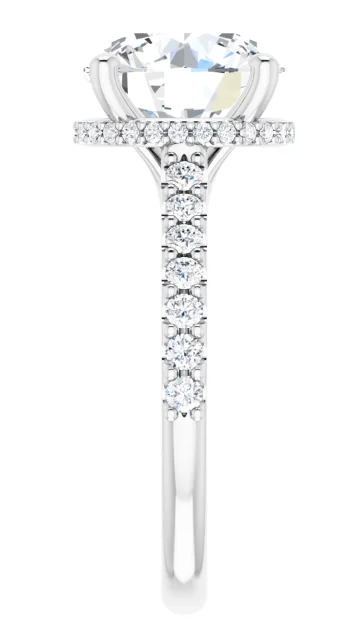 14K White Gold 6.5 mm Round 3/8 CTW Diamond Hidden Halo-Style Accented Engagement Ring. 126669:2459:P