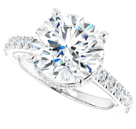 14K White Gold 6.5 mm Round 3/8 CTW Diamond Hidden Halo-Style Accented Engagement Ring. 126669:2459:P
