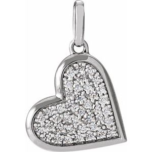 14K White Gold 1/4 CTW Diamond Heart Charm/Pendant. 689129:101:P