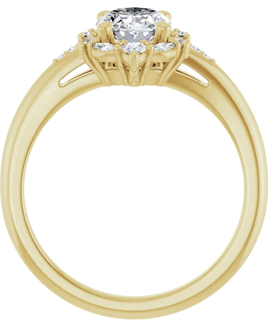 14K Yellow Gold 8x6 mm Oval Halo-Style Engagement Ring. 126714:1126:P