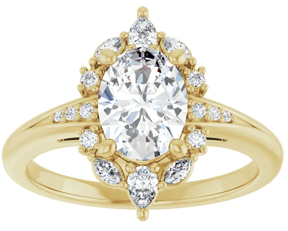 14K Yellow Gold 8x6 mm Oval Halo-Style Engagement Ring. 126714:1126:P