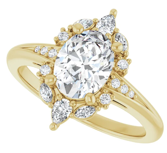 14K Yellow Gold 8x6 mm Oval Halo-Style Engagement Ring. 126714:1126:P