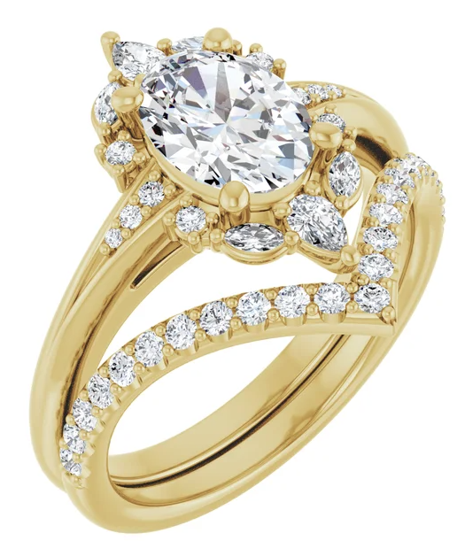 14K Yellow Gold 8x6 mm Oval Halo-Style Engagement Ring. 126714:1126:P