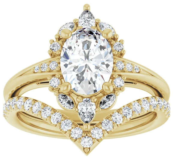 14K Yellow Gold 8x6 mm Oval Halo-Style Engagement Ring. 126714:1126:P