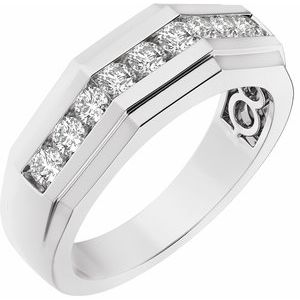 14K White Gold 1/2 CTW Diamond Men's Band. 689202:LG601:P