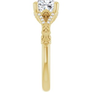 14K Yellow Gold 7x7 mm Cushion Accented Engagement Ring. 126811:196:P