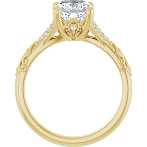 14K Yellow Gold 7x7 mm Cushion Accented Engagement Ring. 126811:196:P