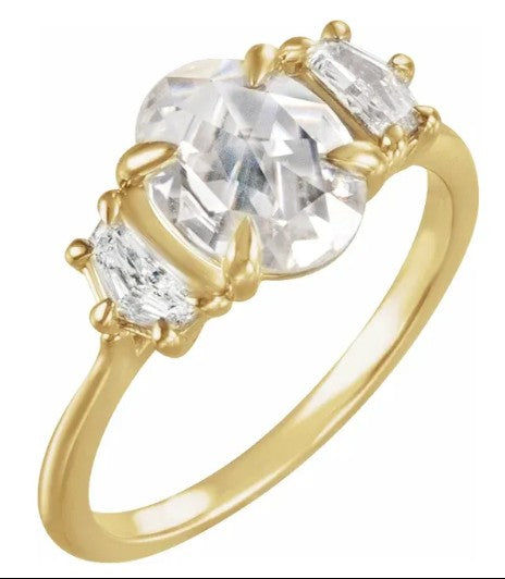 14K Yellow Gold Oval 7x5 mm Three-Stone Engagement Ring. 126824:615:P