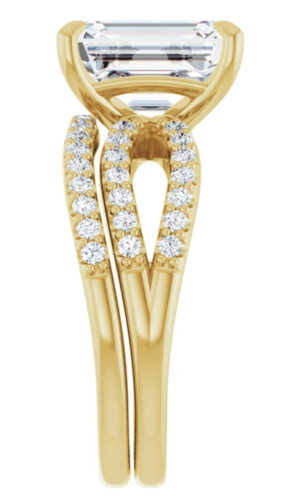 14K Yellow Gold 10x8 mm Emerald Accented Engagement Ring. 126975:226:P