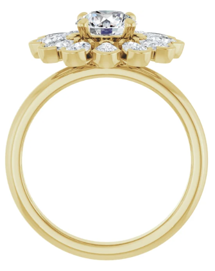 14K Yellow Gold 6.5 mm Round 1 1/5 CTW Diamond Halo-Style Engagement Ring. 127065:134:P