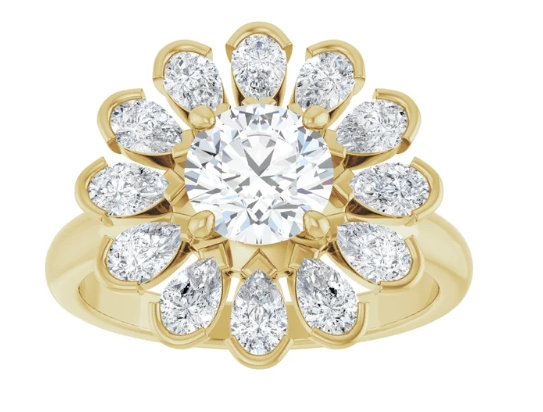 14K Yellow Gold 6.5 mm Round 1 1/5 CTW Diamond Halo-Style Engagement Ring. 127065:134:P