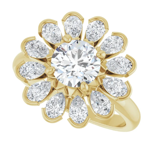 14K Yellow Gold 6.5 mm Round 1 1/5 CTW Diamond Halo-Style Engagement Ring. 127065:134:P
