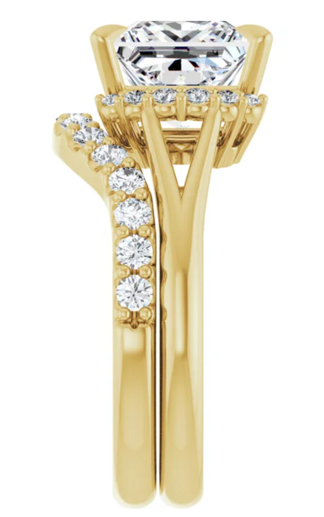 14K Yellow Gold 8x8 mm Square Accented Engagement Ring. 127122:166:P
