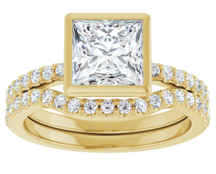 14K Yellow Gold Bezel-Set 6.5x6.5 mm Square Accented Engagement Ring. 127161:406:P