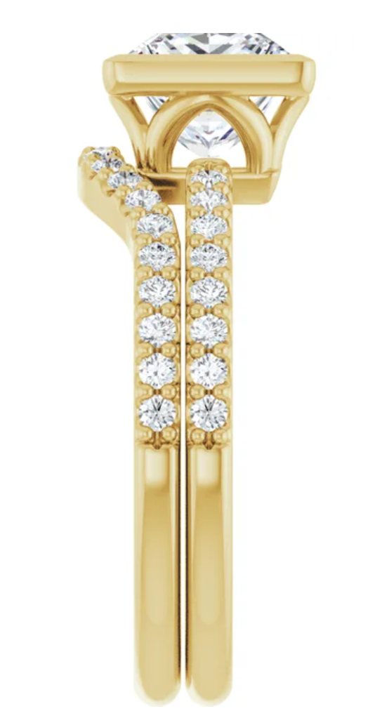 14K Yellow Gold Bezel-Set 6.5x6.5 mm Square Accented Engagement Ring. 127161:406:P