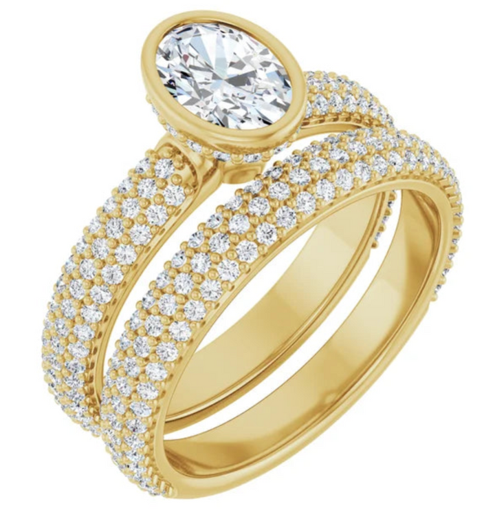 14K Yellow Gold Diamond Accented Band for 7x5 mm Oval Ring 127234:300:P