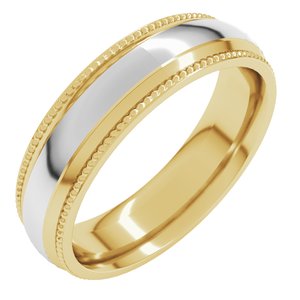14K Yellow/White Gold 6 mm Half Round Milgrain Comfort-Fit Band . 57983:546:P