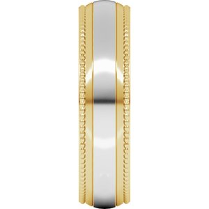 14K Yellow/White Gold 6 mm Half Round Milgrain Comfort-Fit Band . 57983:546:P