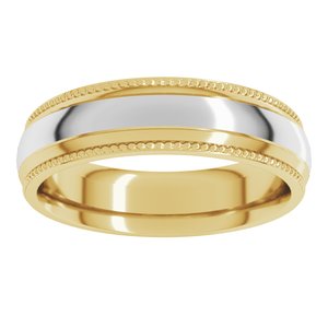 14K Yellow/White Gold 6 mm Half Round Milgrain Comfort-Fit Band . 57983:546:P
