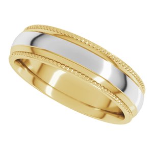 14K Yellow/White Gold 6 mm Half Round Milgrain Comfort-Fit Band . 57983:546:P