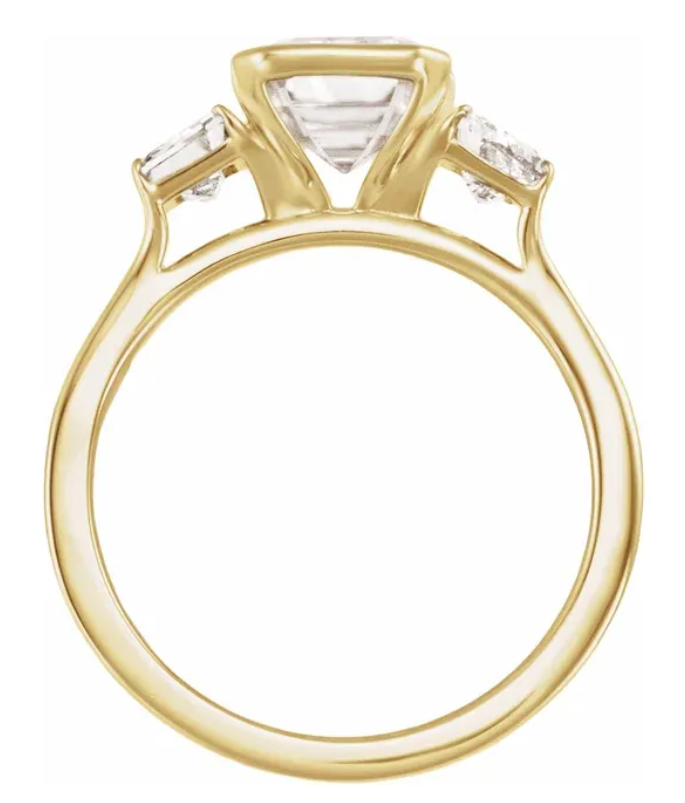 14K Yellow Gold Bezel-Set 9x7 mm Emerald Three-Stone Engagement Ring 127306:116:P