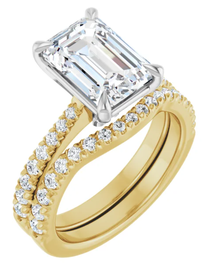 14K Yellow/White Gold 10x7 mm Emerald Accented Engagement Ring. 127309:670:P