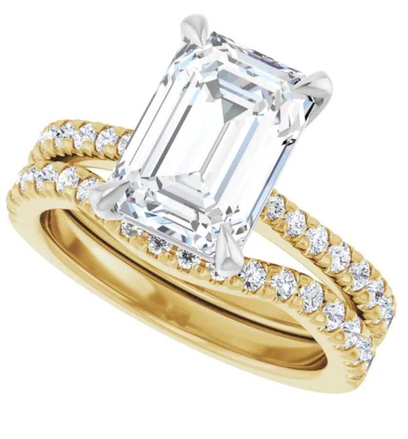 14K Yellow/White Gold 10x7 mm Emerald Accented Engagement Ring. 127309:670:P