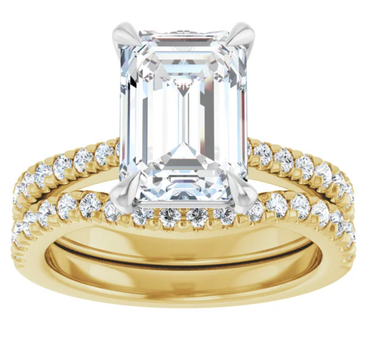 14K Yellow/White Gold 10x7 mm Emerald Accented Engagement Ring. 127309:670:P