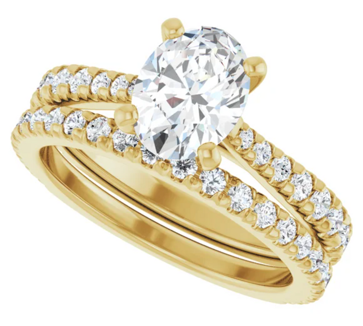 14K Yellow Gold 8x6 mm Oval Accented Engagement Ring. 127399:676:P