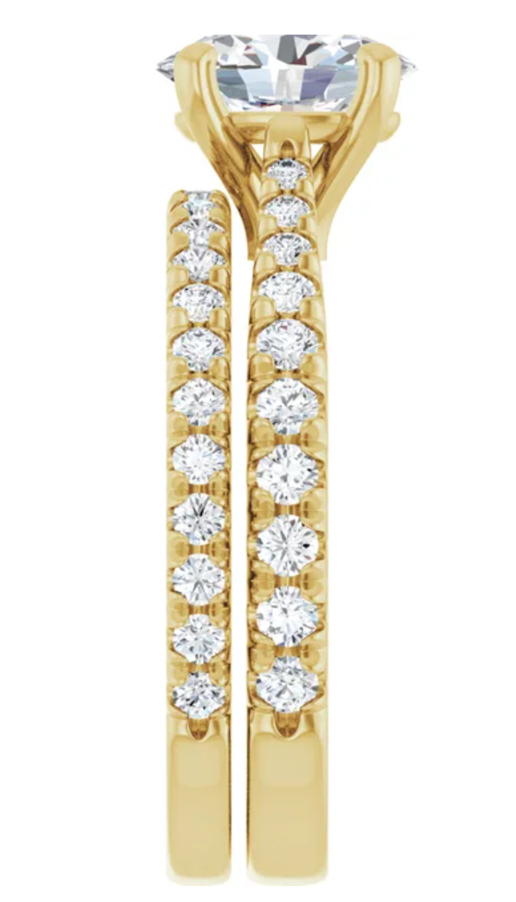 14K Yellow Gold 8x6 mm Oval Accented Engagement Ring. 127399:676:P