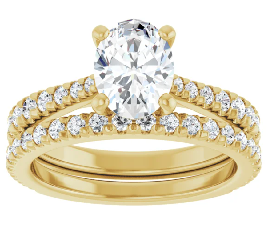 14K Yellow Gold 8x6 mm Oval Accented Engagement Ring. 127399:676:P