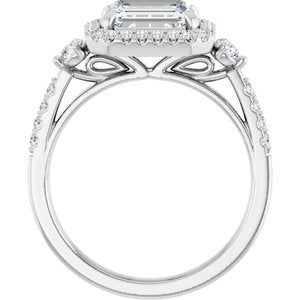 14K White Gold 7x5 mm Emerald 3/8 CTW Diamond Halo-Style Accented Engagement Ring. 689171:LG601:P