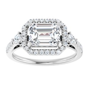 14K White Gold 7x5 mm Emerald 3/8 CTW Diamond Halo-Style Accented Engagement Ring. 689171:LG601:P