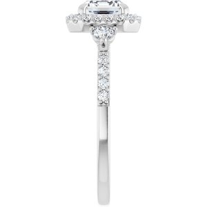 14K White Gold 7x5 mm Emerald 3/8 CTW Diamond Halo-Style Accented Engagement Ring. 689171:LG601:P