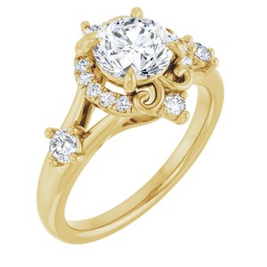 14K Yellow Gold 6.5 mm Round 1/3 CTW Diamond Halo-Style Engagement Ring. 689162:LG600:P
