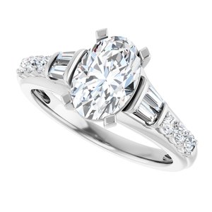 14K White Gold 9x7 mm Oval 1/2 CTW Diamond Accented Engagement Ring. 689165:LG101:P