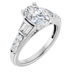 14K White Gold 9x7 mm Oval 1/2 CTW Diamond Accented Engagement Ring. 689165:LG101:P