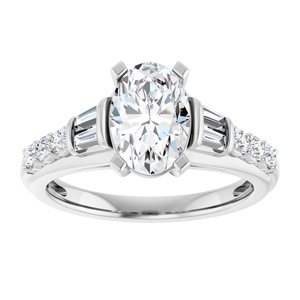 14K White Gold 9x7 mm Oval 1/2 CTW Diamond Accented Engagement Ring. 689165:LG101:P